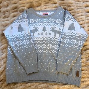 Gray and White Reindeer Sweater Tipsy Elves